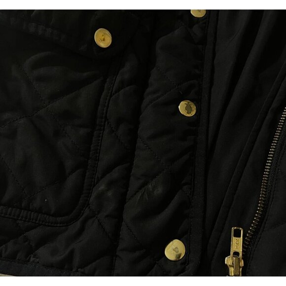 J. Crew Factory Quilted Jacket Black Gold Mock Neck Size XS (READ) - Picture 10 of 10